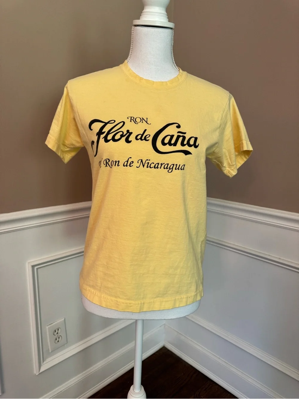 Flor de Cana Vintage Yellow Logo Short Sleeve Tee - Women - Picture 1 of 10